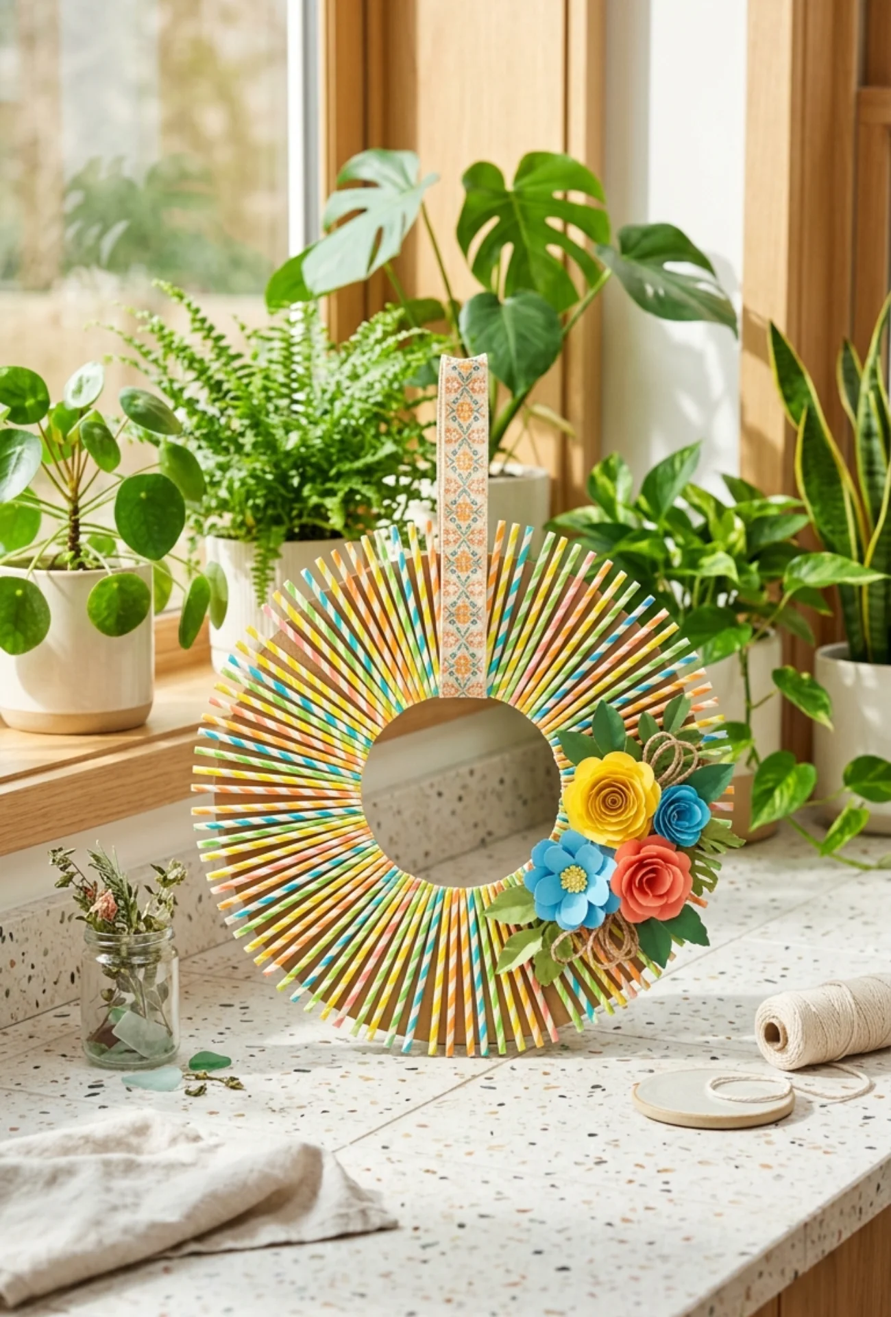 Paper Straw Summer Wreath