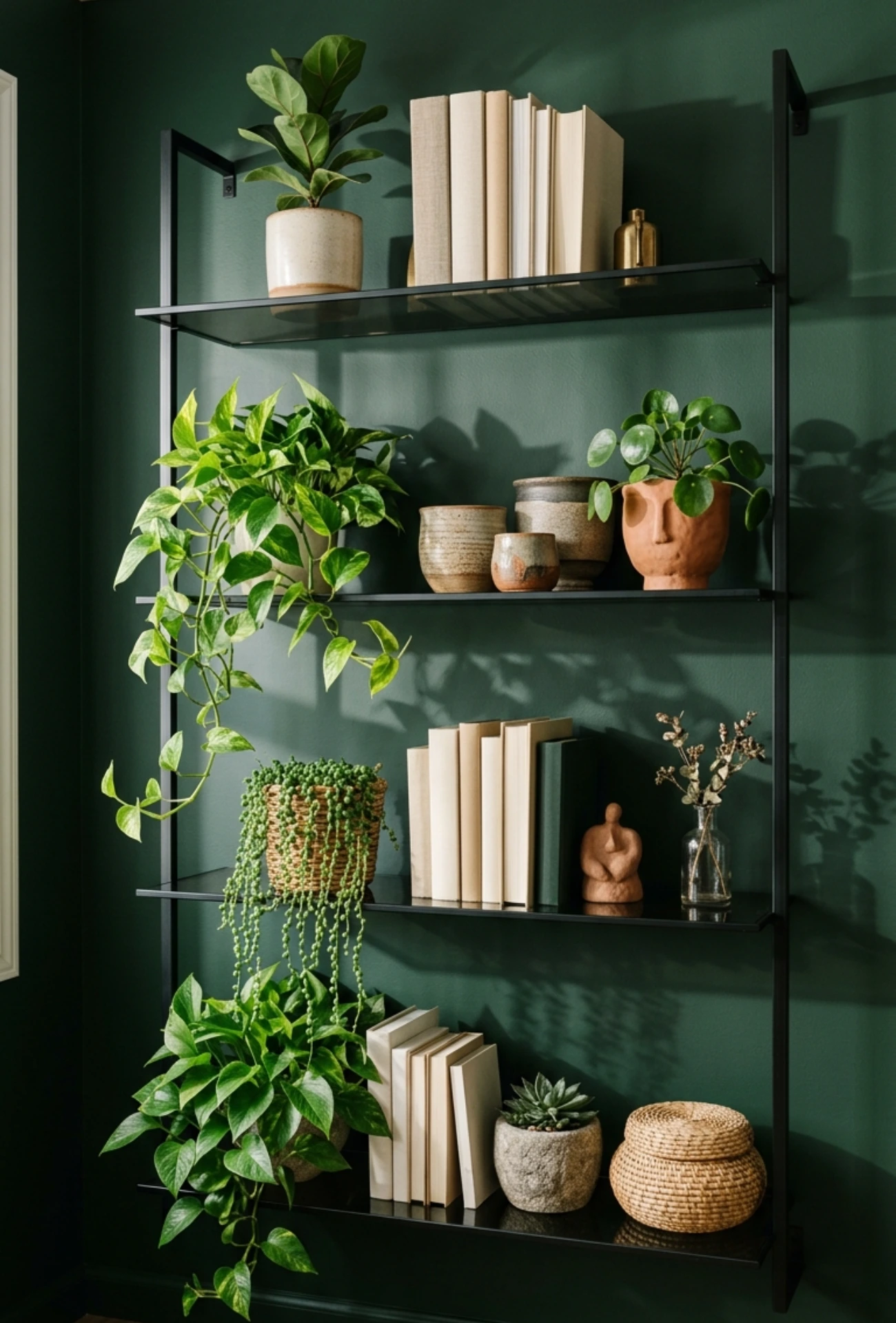 Plant Filled Floating Shelf Displays