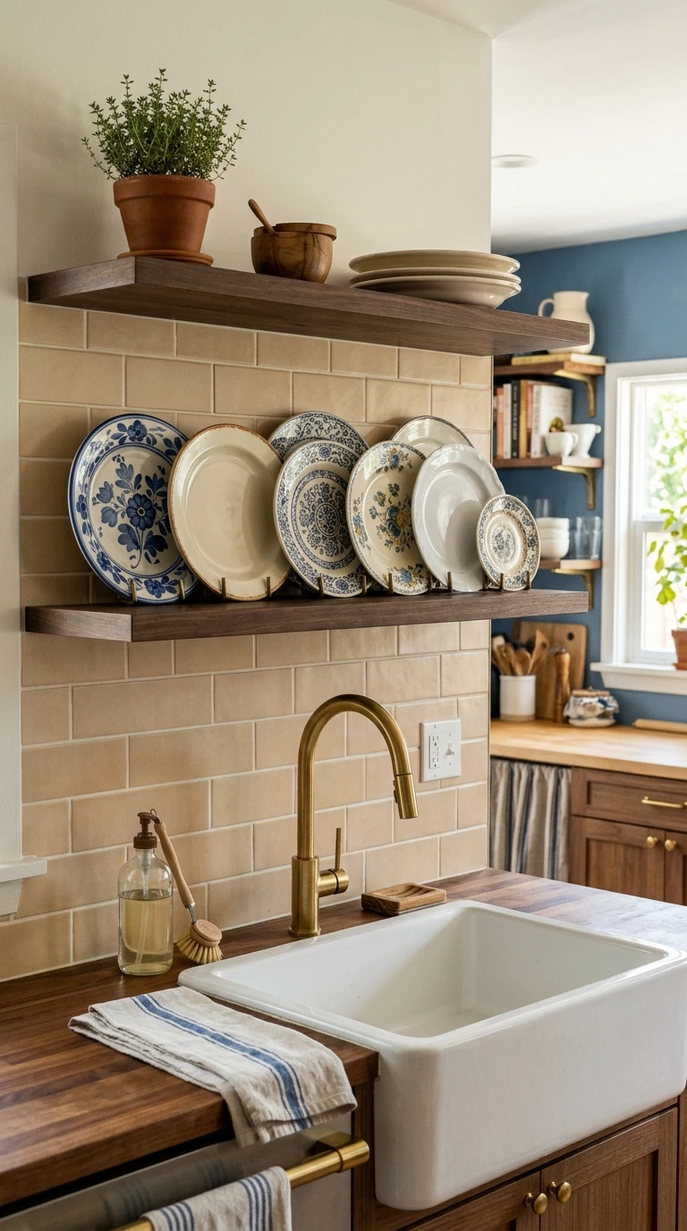 Plate Stacking Display Above Sink Shelf