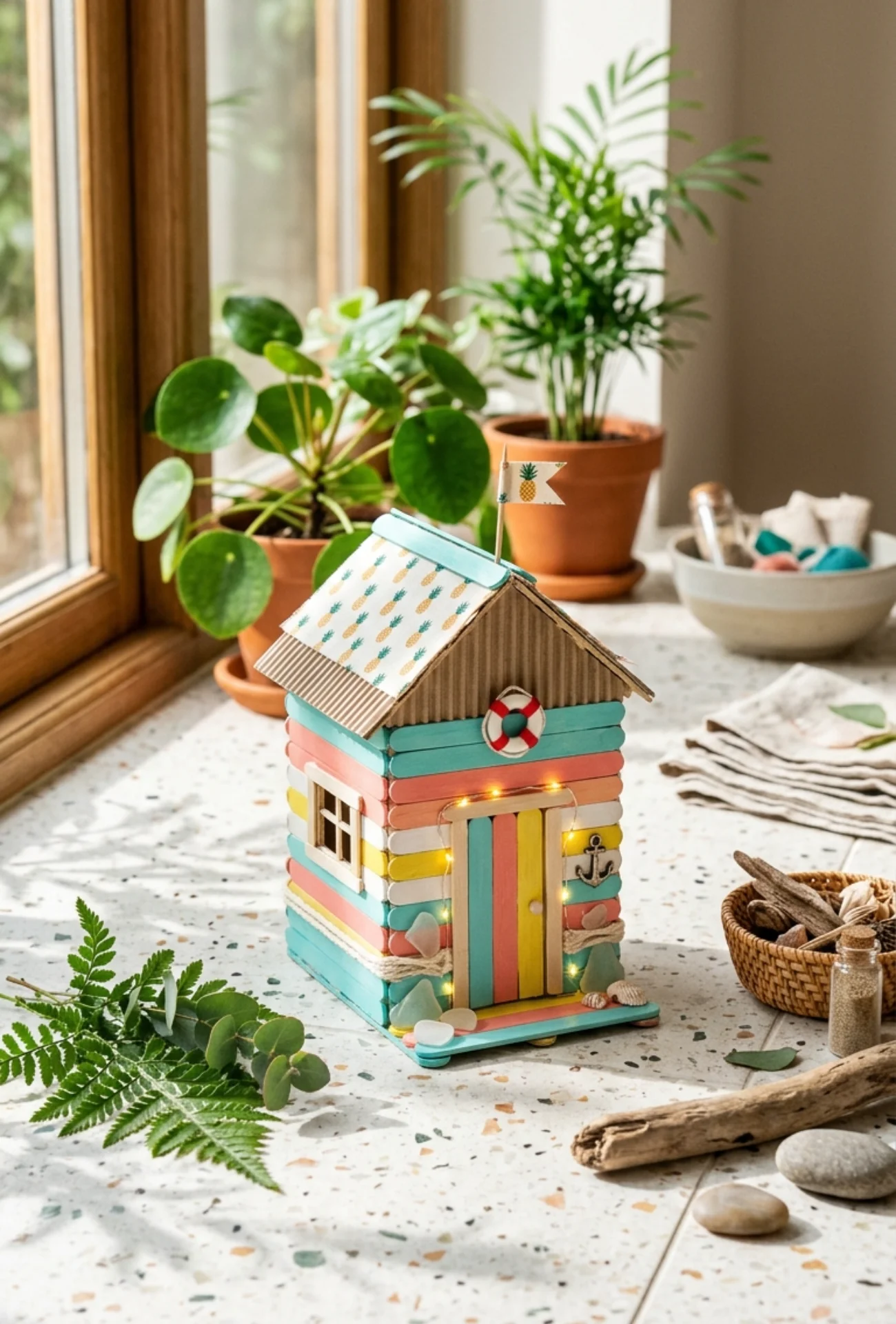 Popsicle Stick Beach Hut Decoration