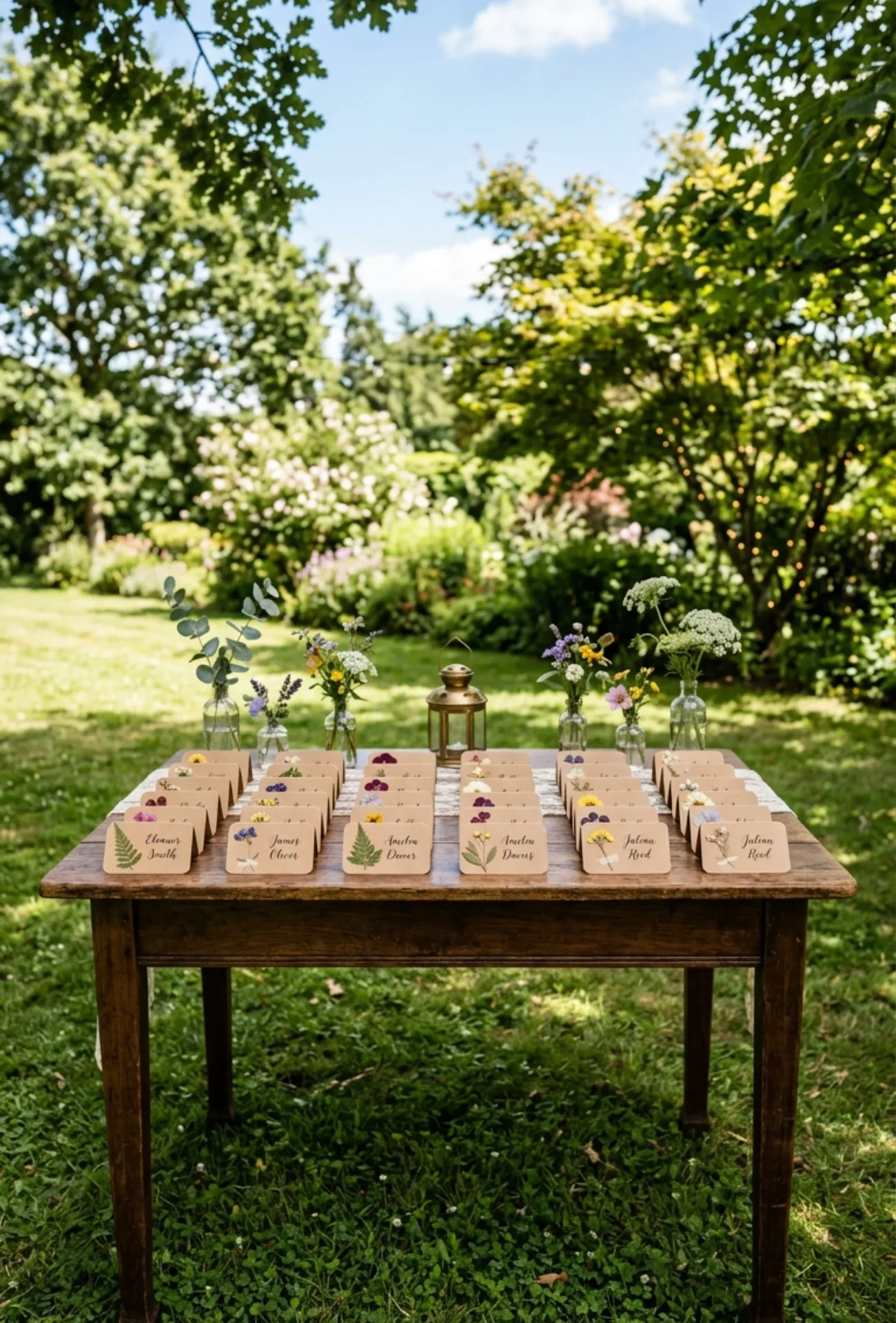 Pressed Flower Place Cards for Each Guest