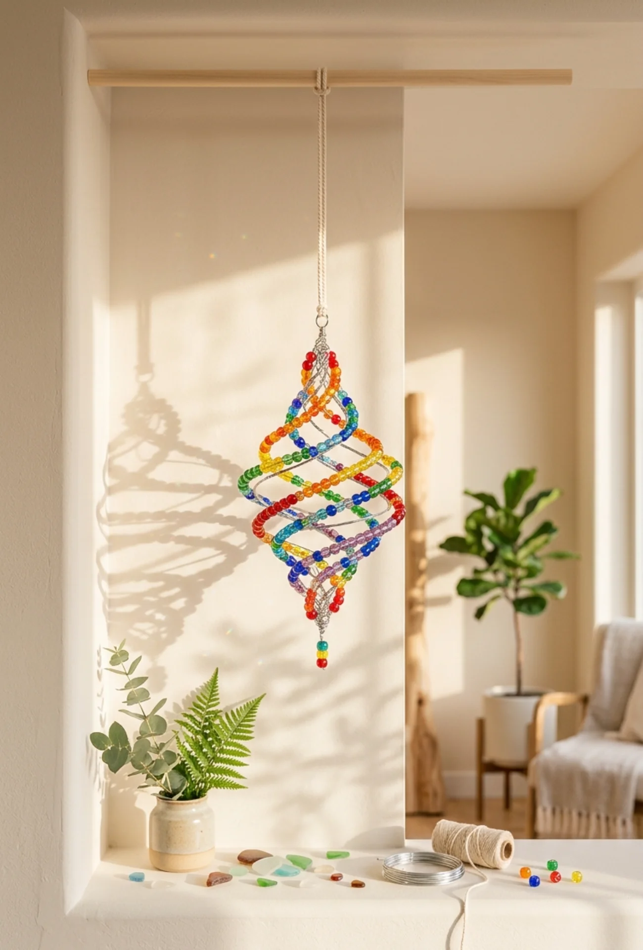 Rainbow Bead Wind Spinner