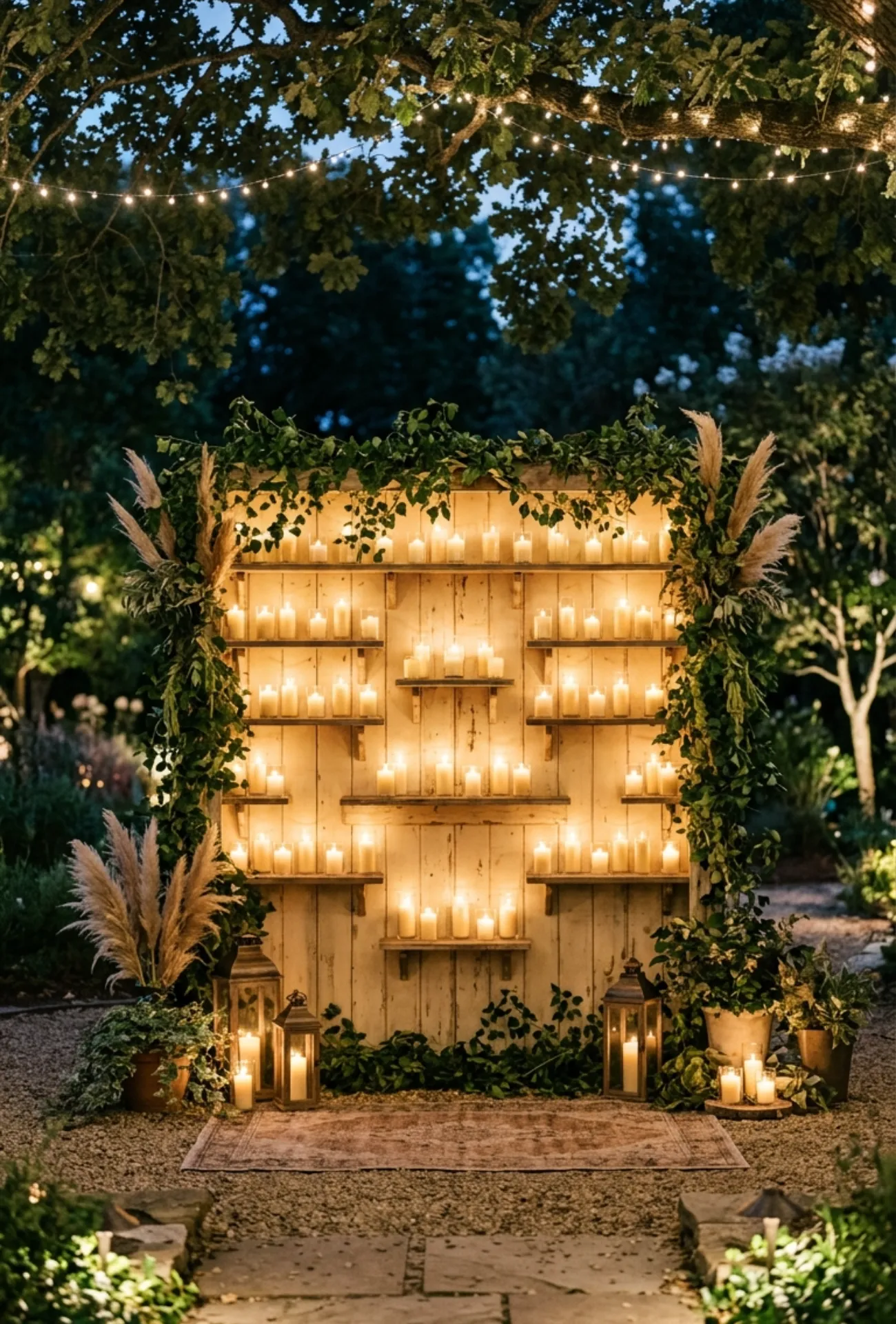 Romantic Candle Wall Ceremony Backdrop