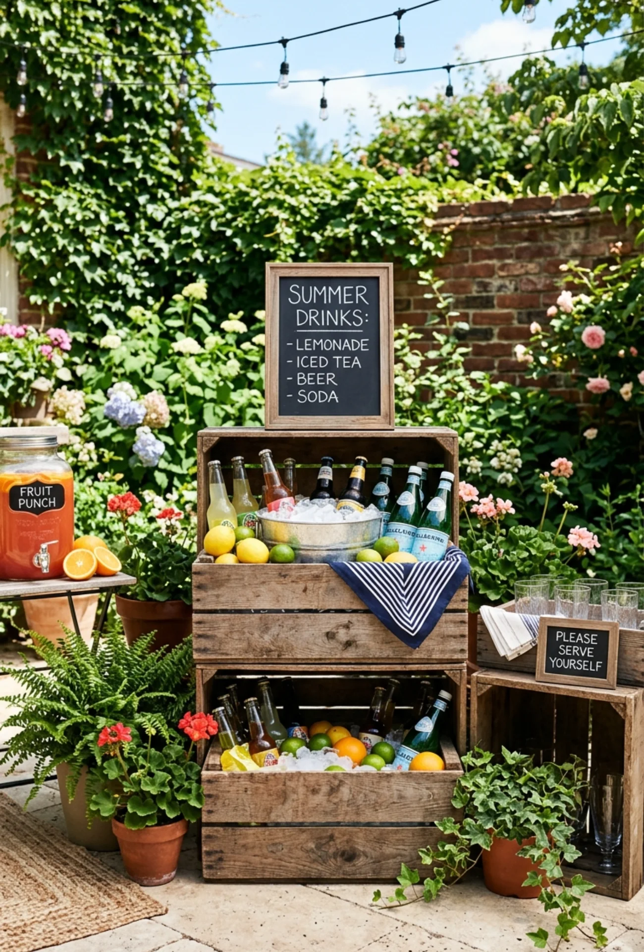Rustic Wooden Crate Drink Station