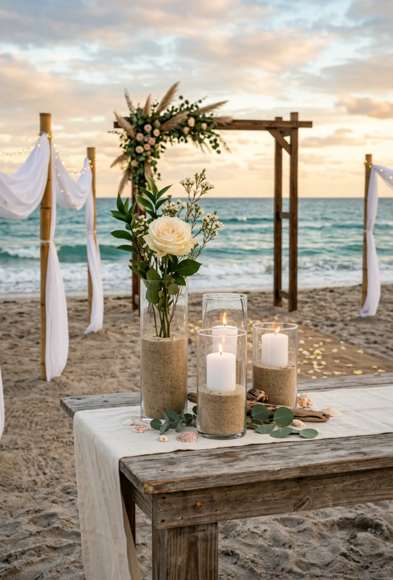 Sand Filled Glass Vase Decor