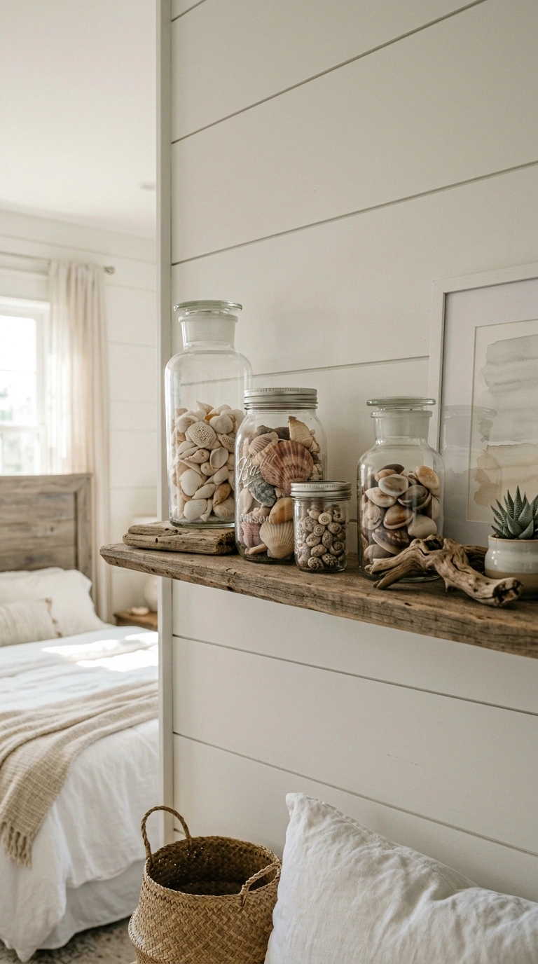 Seashell Display Shelf in Jars