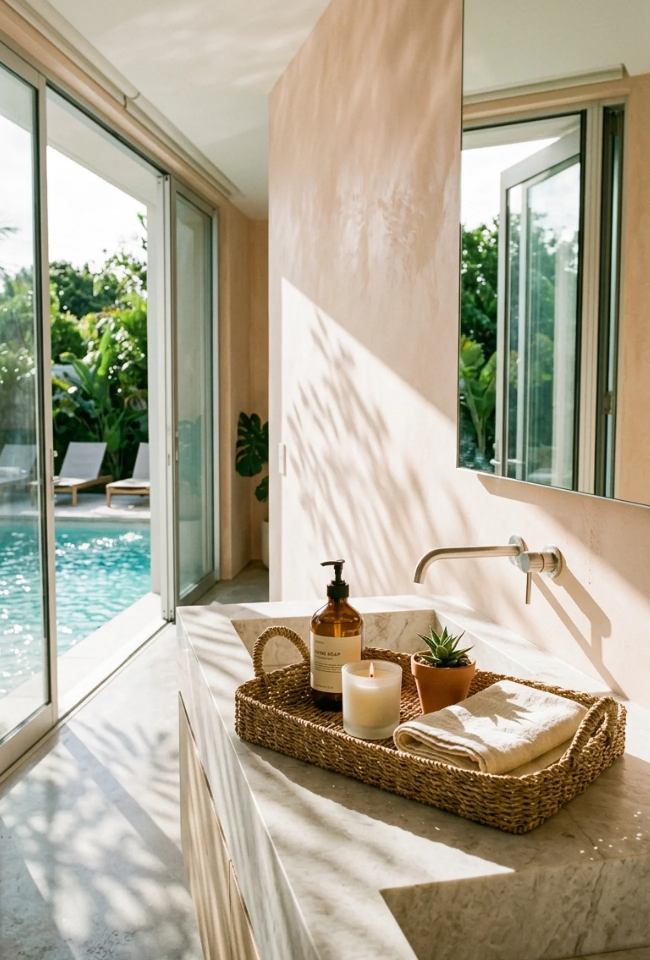 Simple Woven Tray Bathroom Styling