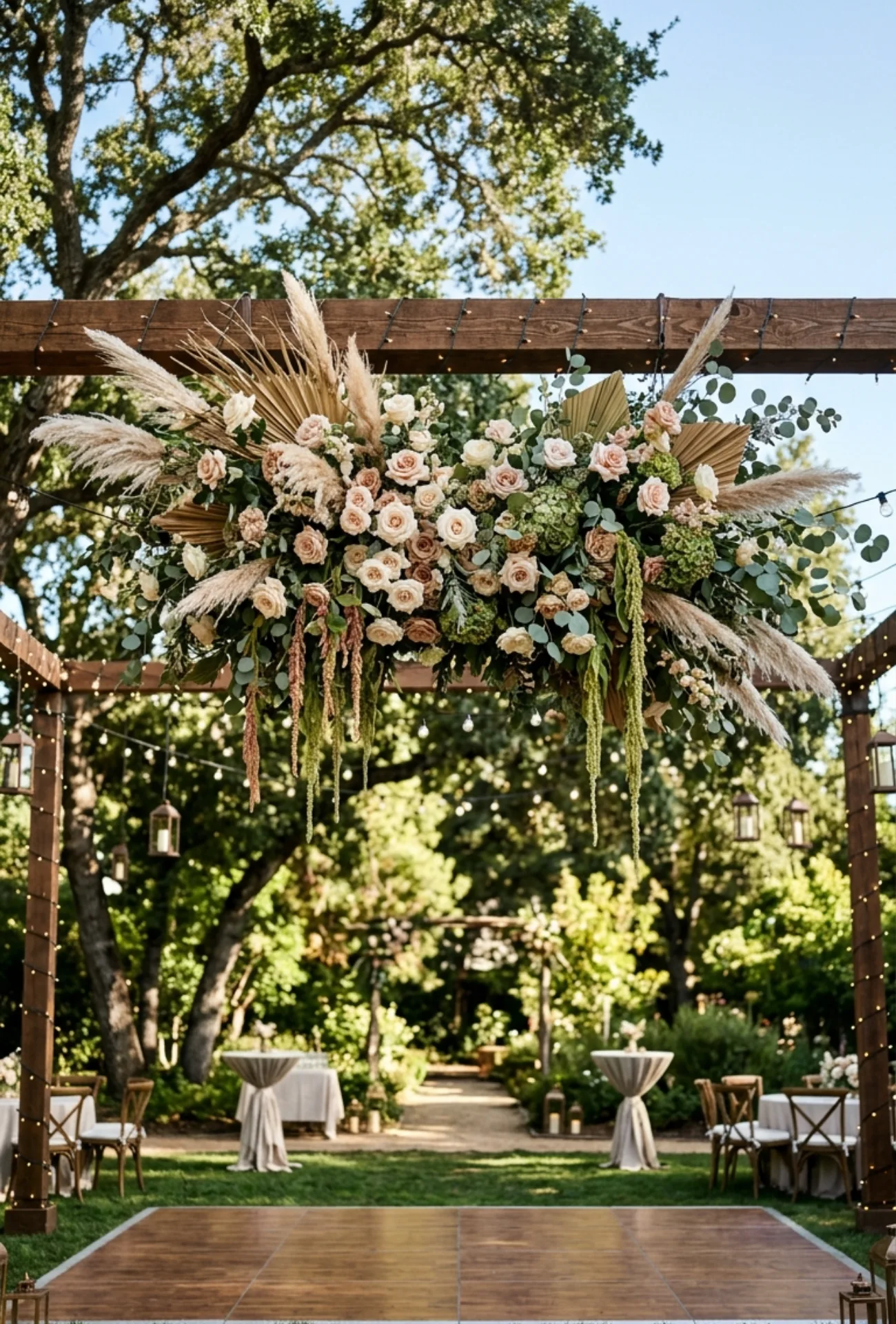 Statement Floral Installation Above the Dance Floor