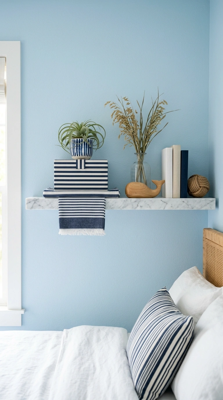 Striped Cabana Style Shelf Decor