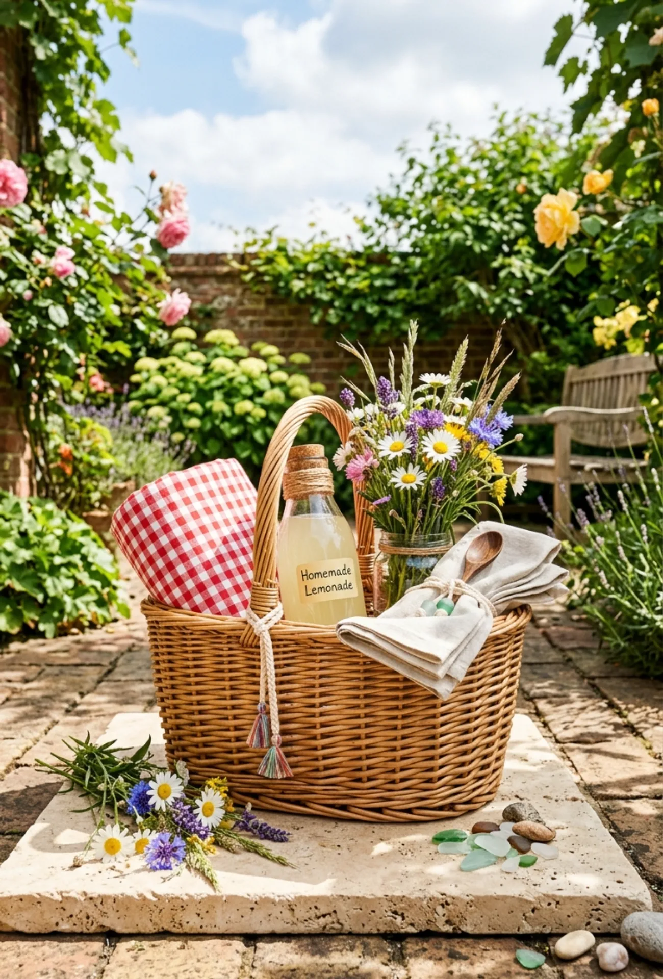 Summer Picnic Basket Display Decor