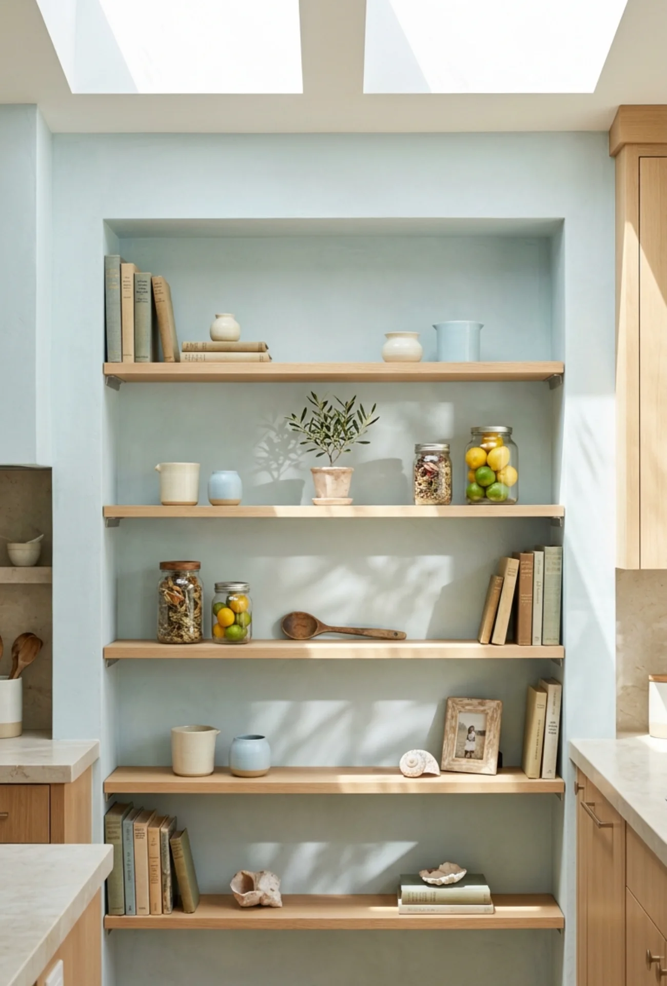 Summer Shelf Decor with Collected Finds