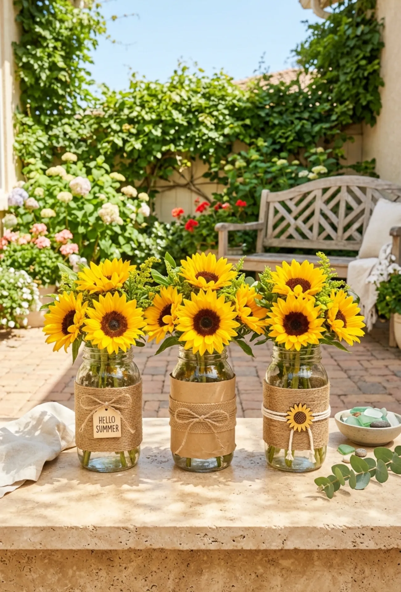 Sunflower Mason Jar Vases