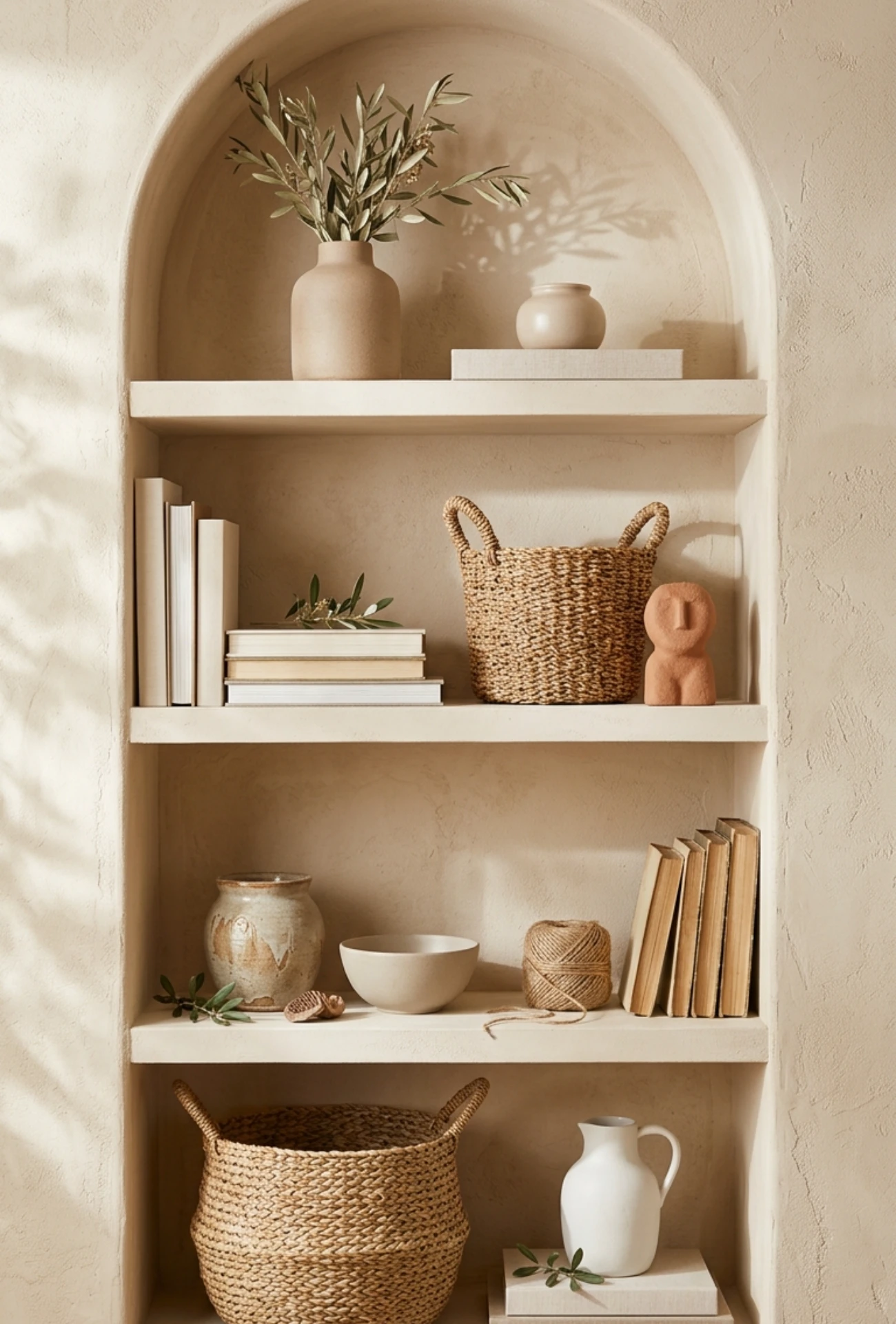 Textured Bookshelf Styling
