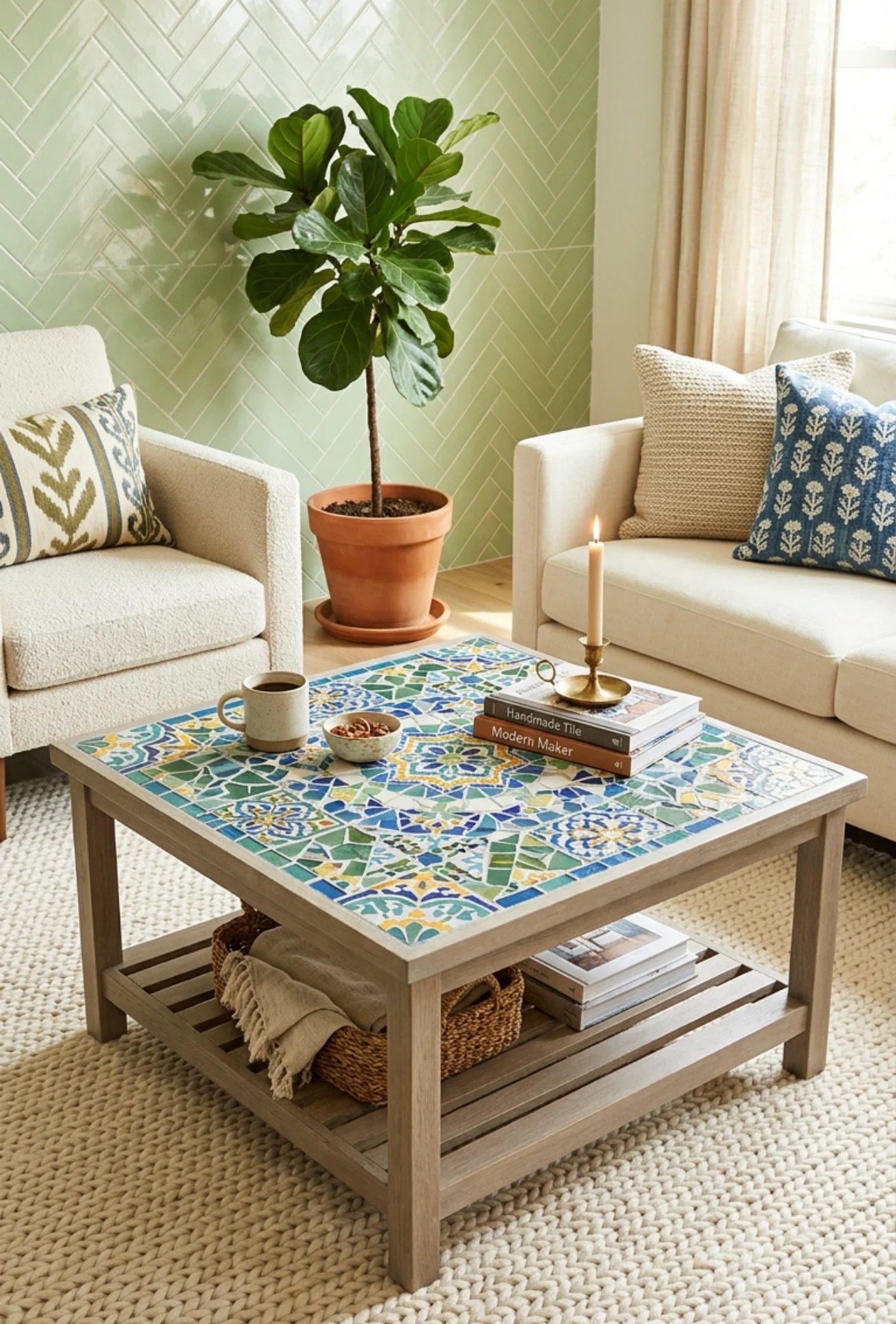 Tile Mosaic Tabletop Makeover