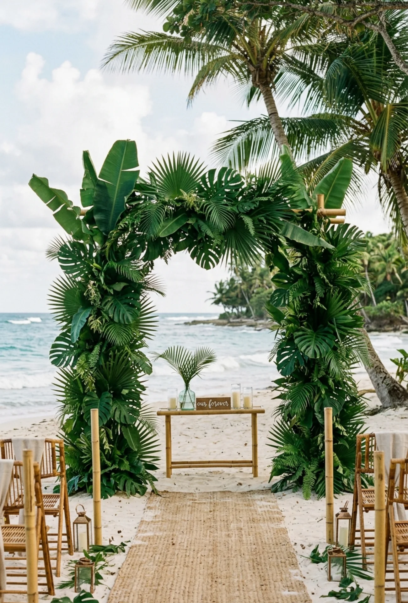 Tropical Greenery Ceremony Backdrop