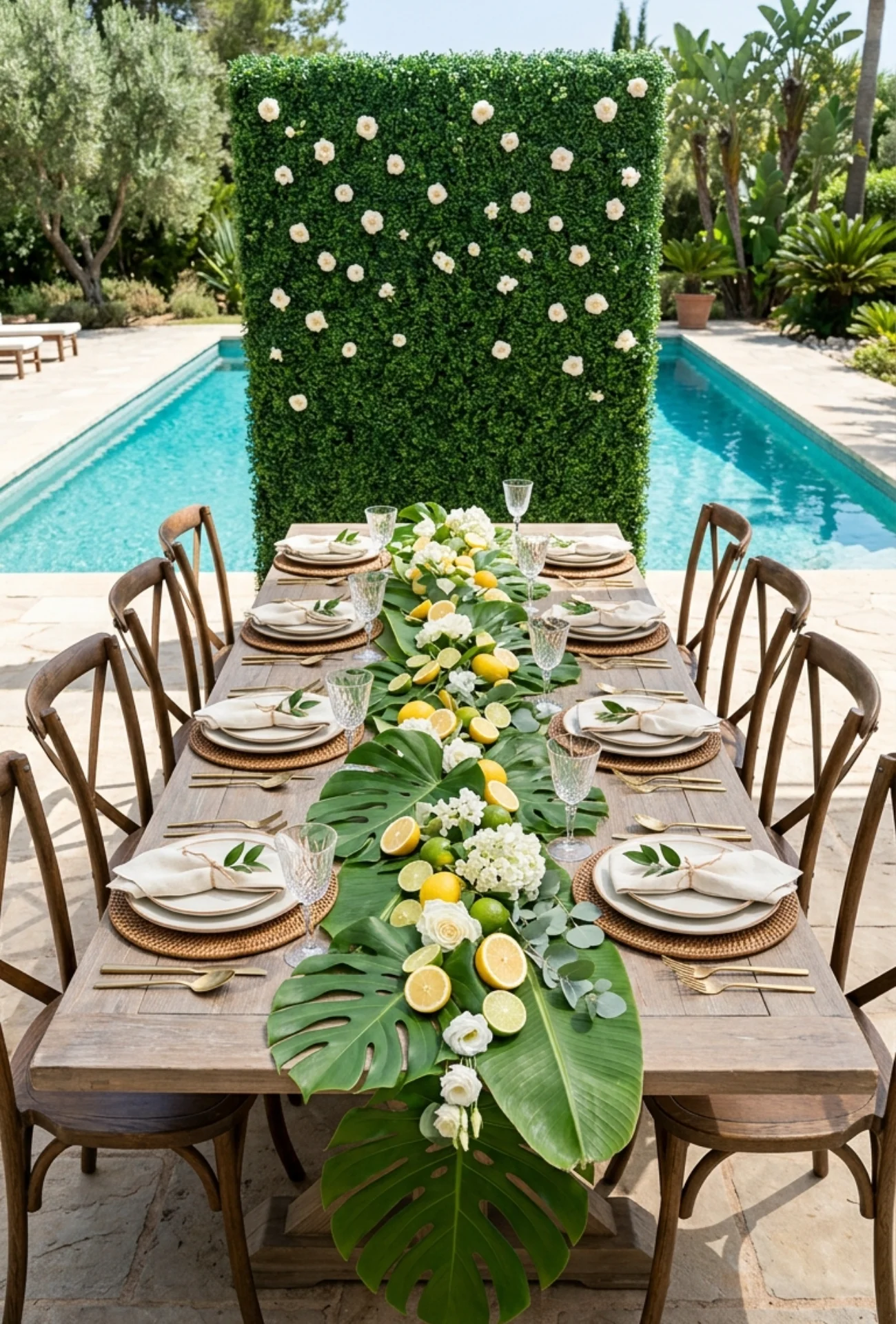 Tropical Leaf Table Runner Setup