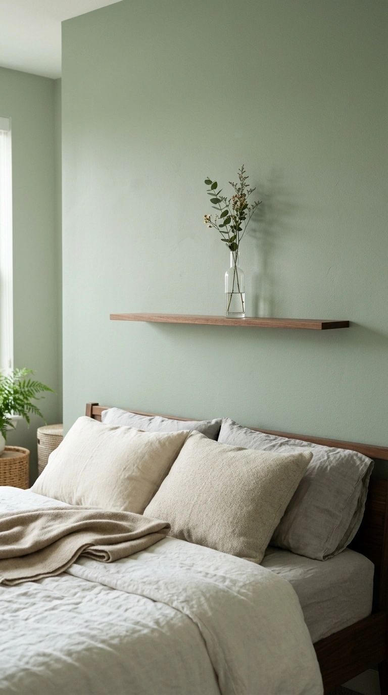 Ultra Minimal Shelf Above the Bed Look