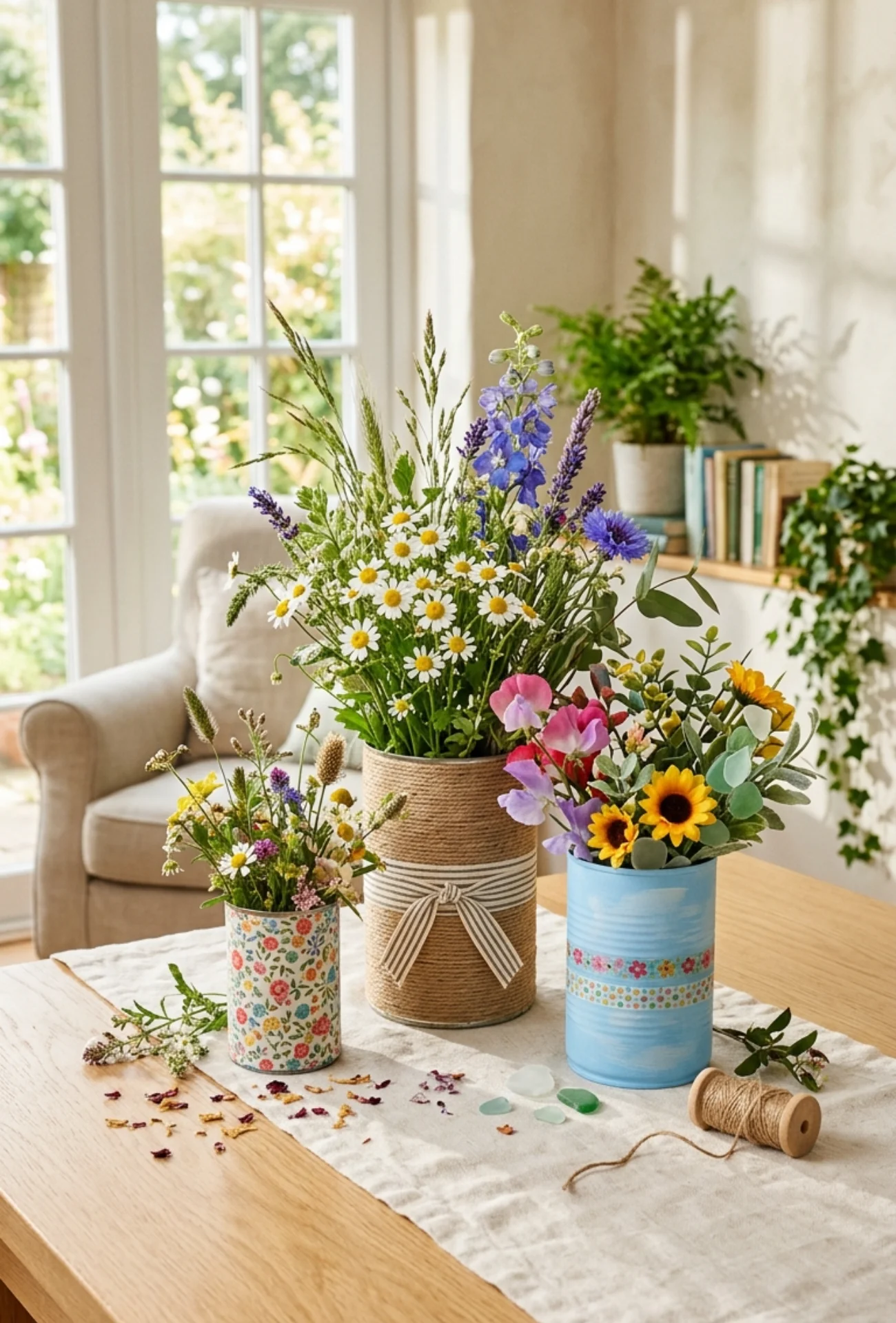 Upcycled Tin Can Flower Vases