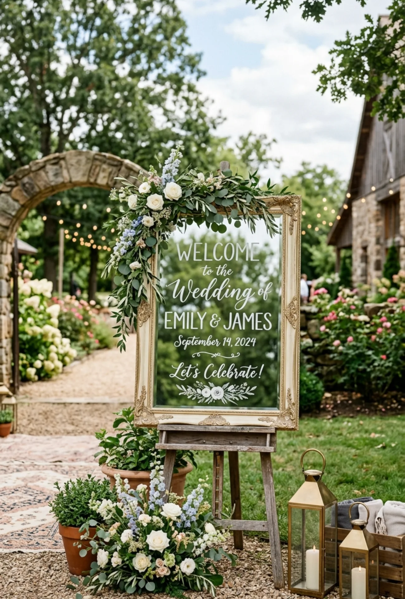 Vintage Mirror Welcome Sign