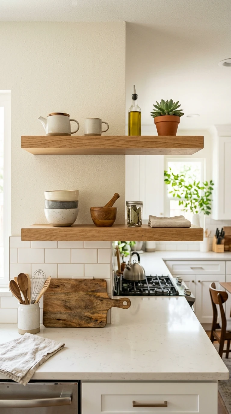 Warm Minimal Floating Shelves