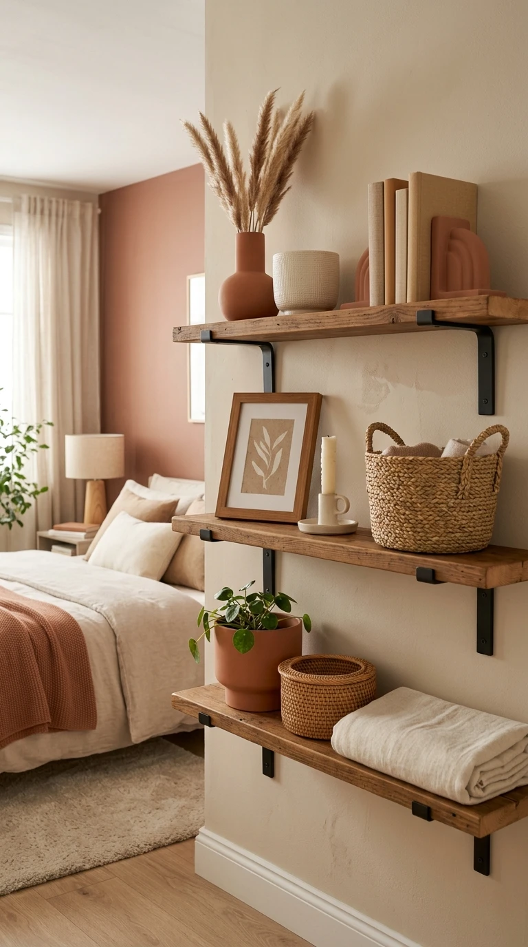 Warm Neutral Color Palette Shelves