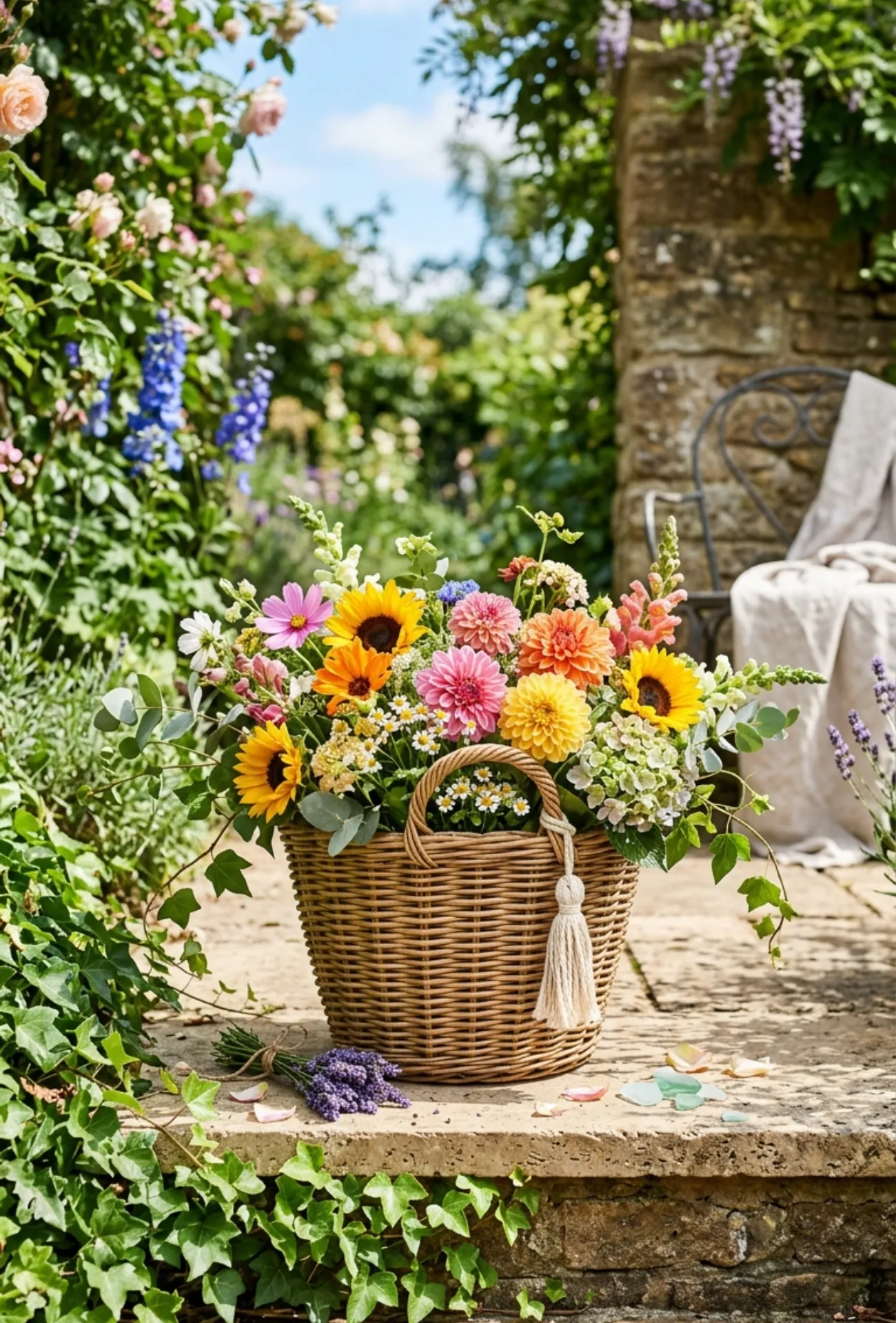 Wicker Basket Floral Arrangements