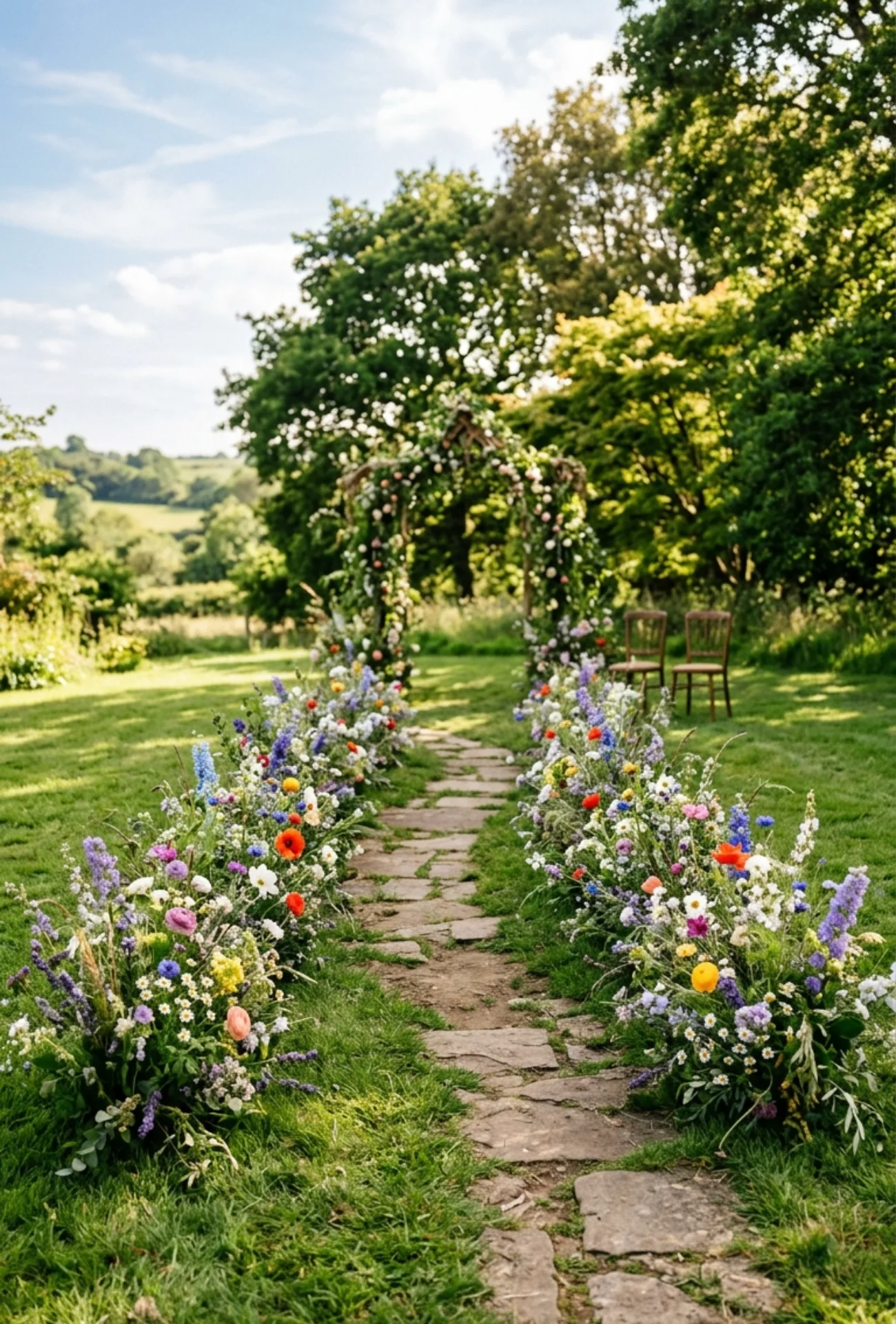 Wildflower Meadow Aisle with Ground Florals