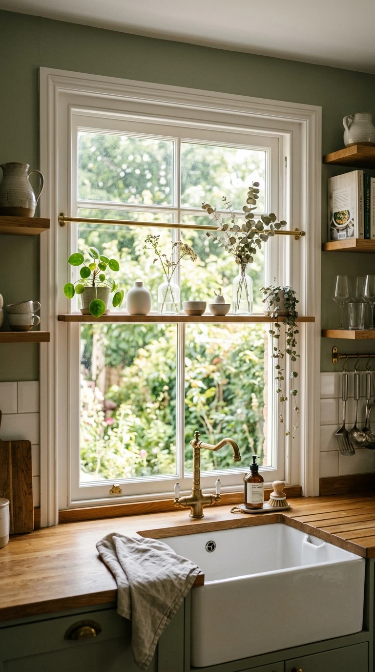 Window Style Shelf Above Sink Setup