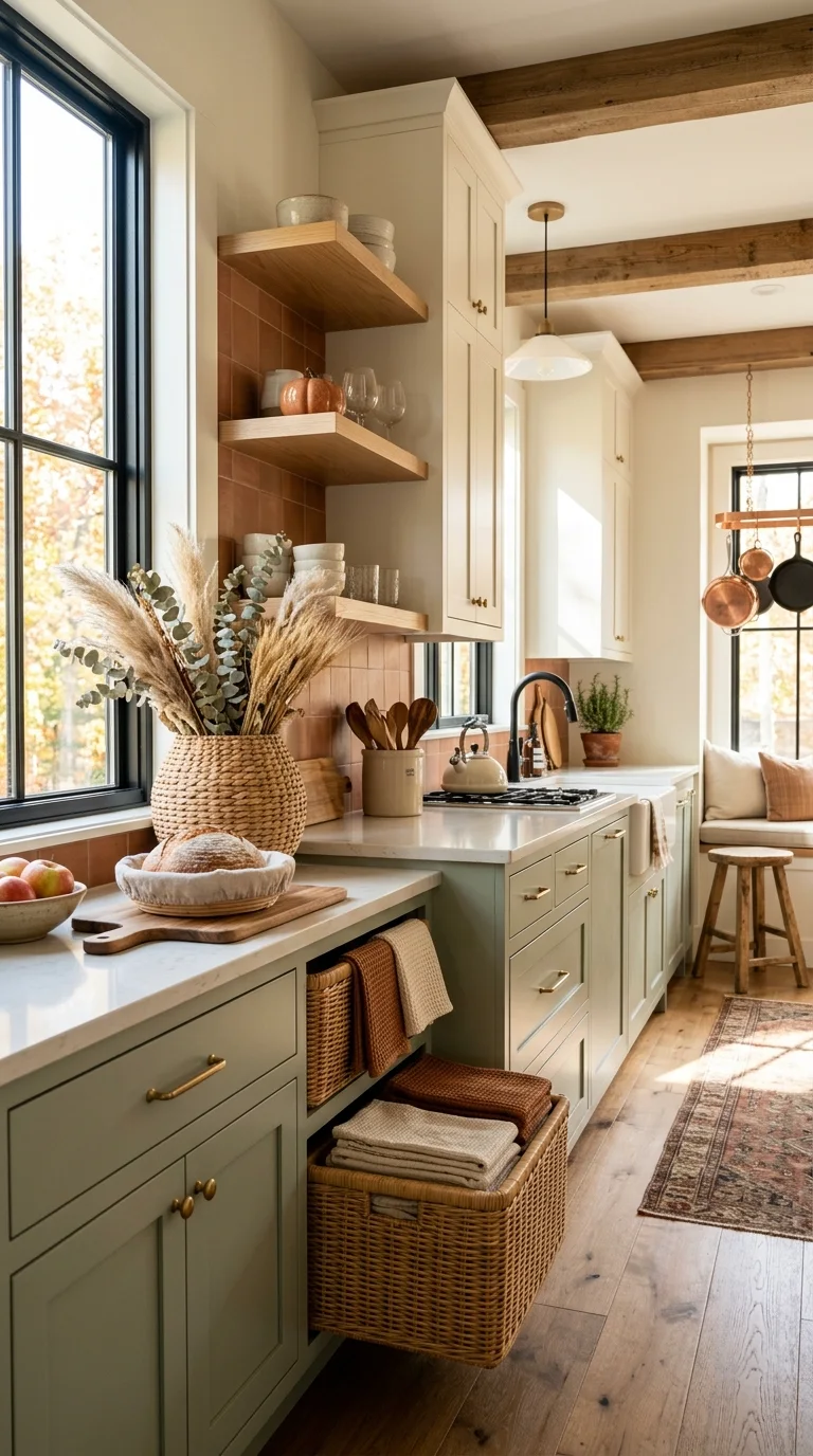 Add Natural Baskets for Kitchen Storage