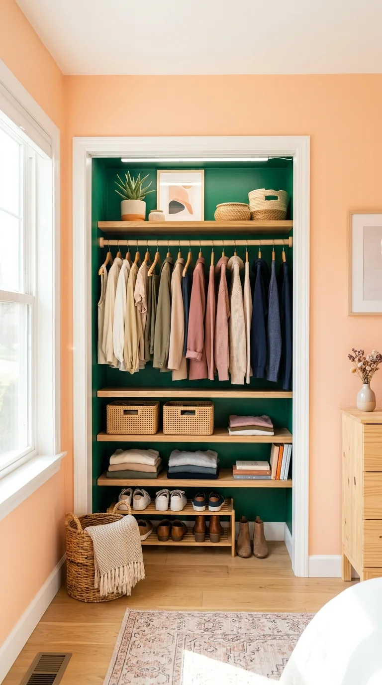 Budget Closet Makeover with Open Shelving