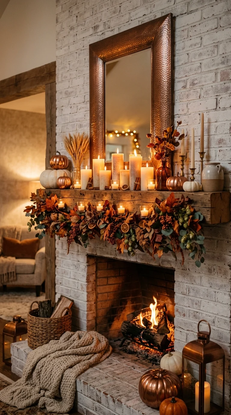 Candlelit Fall Mantel Ideas