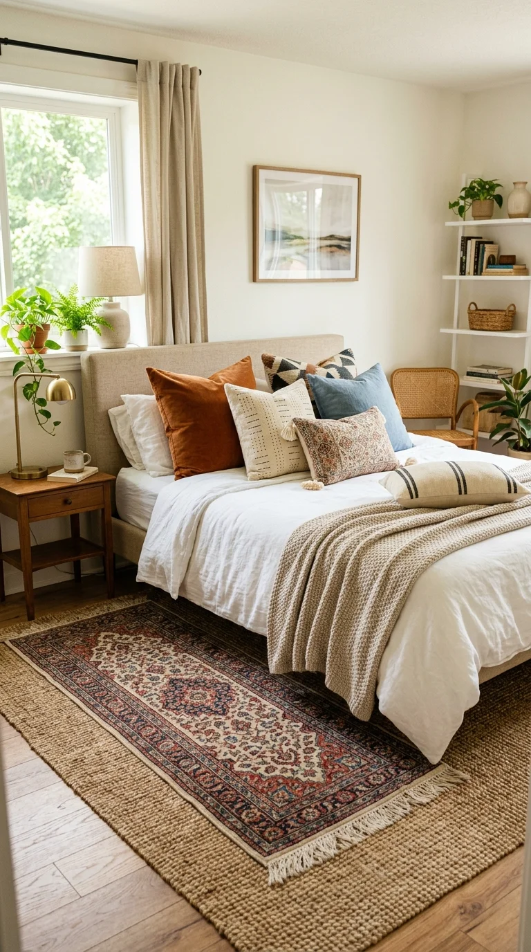 Cozy Layered Rugs and Cushions