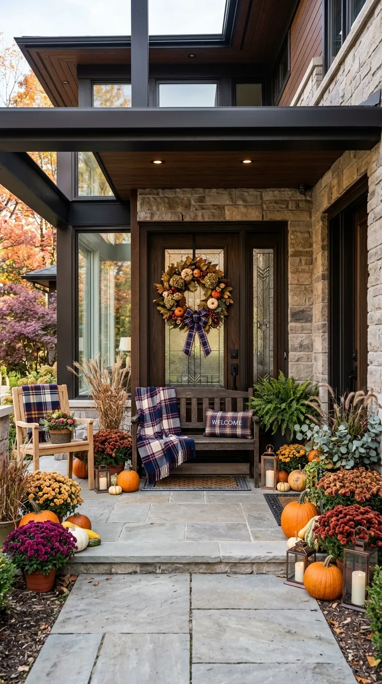 Cozy Plaid Porch Accents
