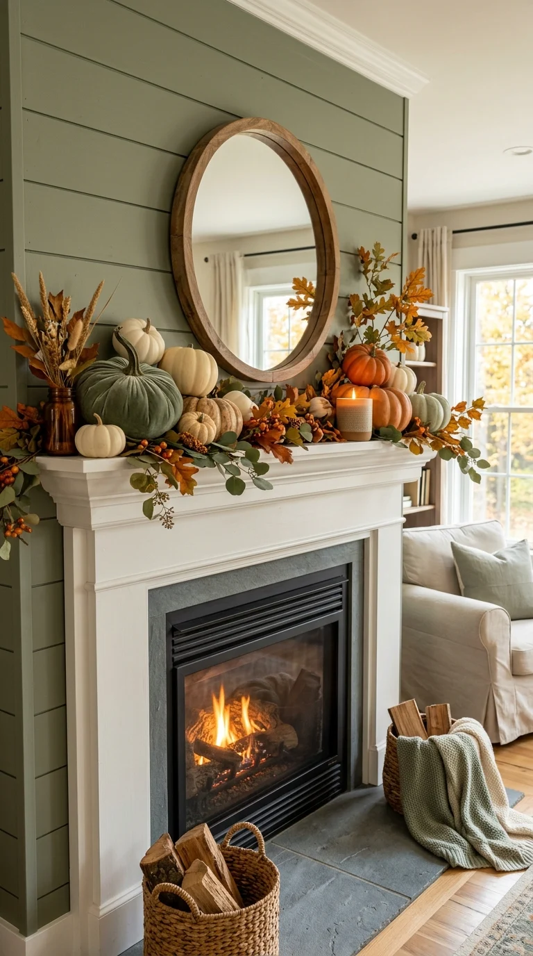Cozy Pumpkin Fall Mantel Ideas