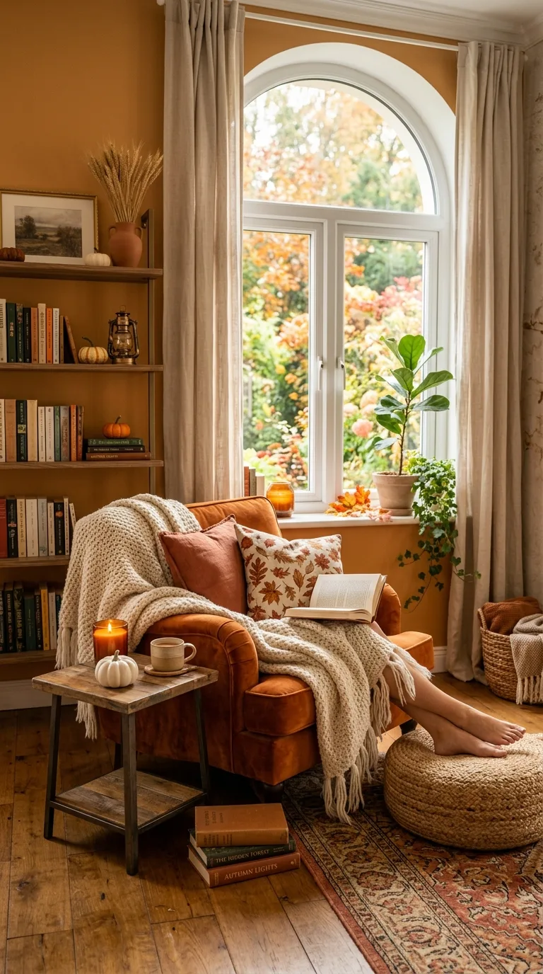 Cozy Reading Nook Fall Decor Ideas
