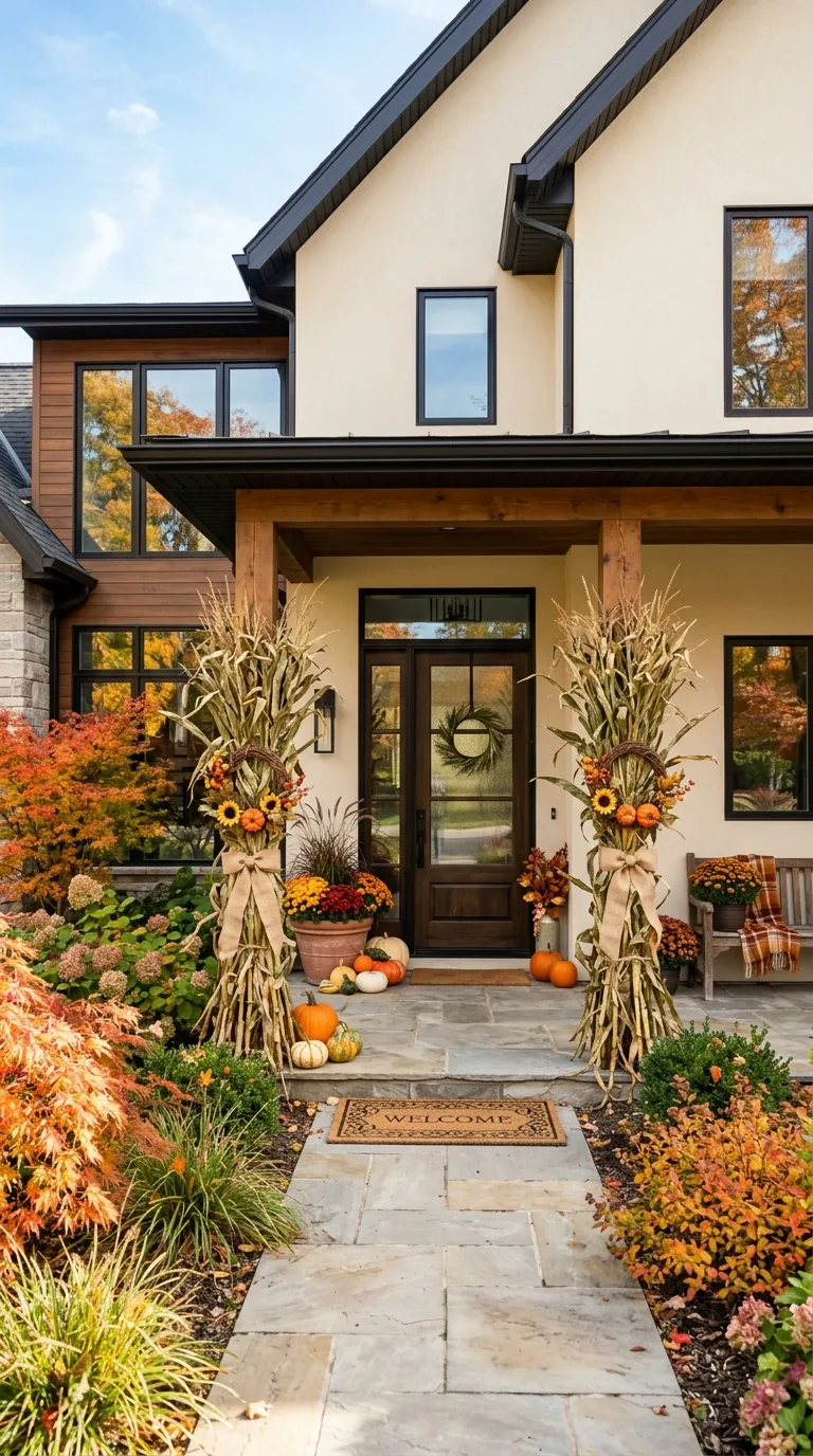 DIY Cornstalk Entryway
