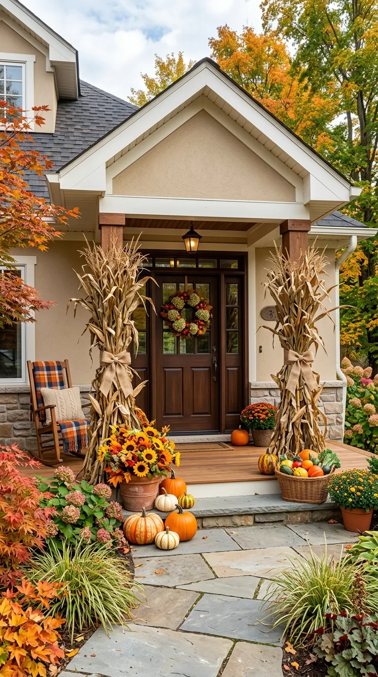 DIY Cornstalk Porch Columns