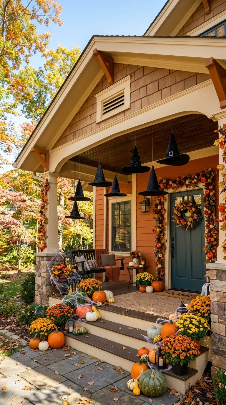 DIY Floating Witch Hat Porch Display