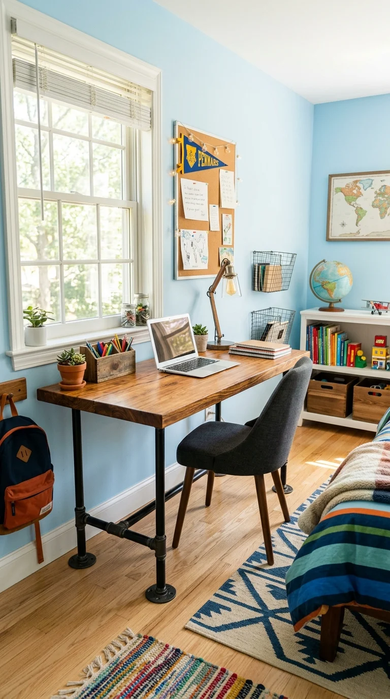 DIY Industrial Desk with Wood and Pipes