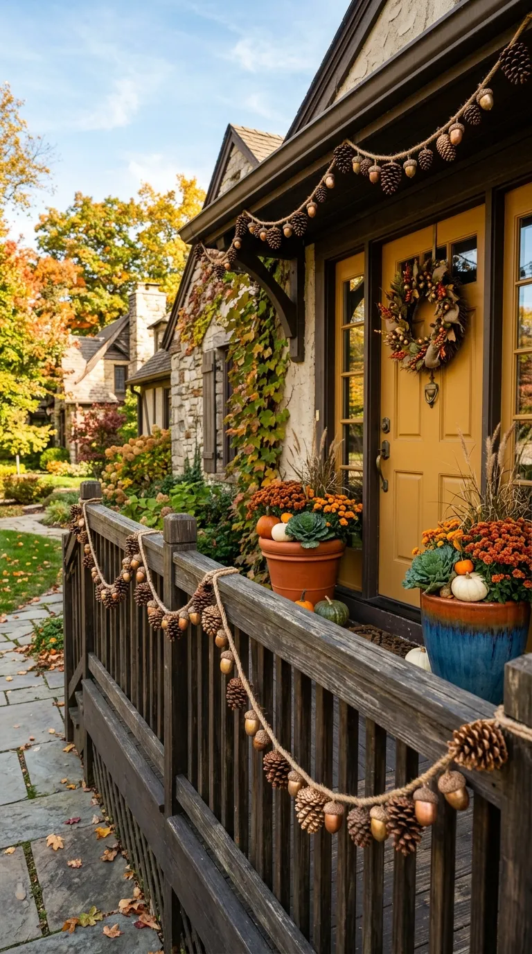 DIY Outdoor Acorn and Pinecone Garland