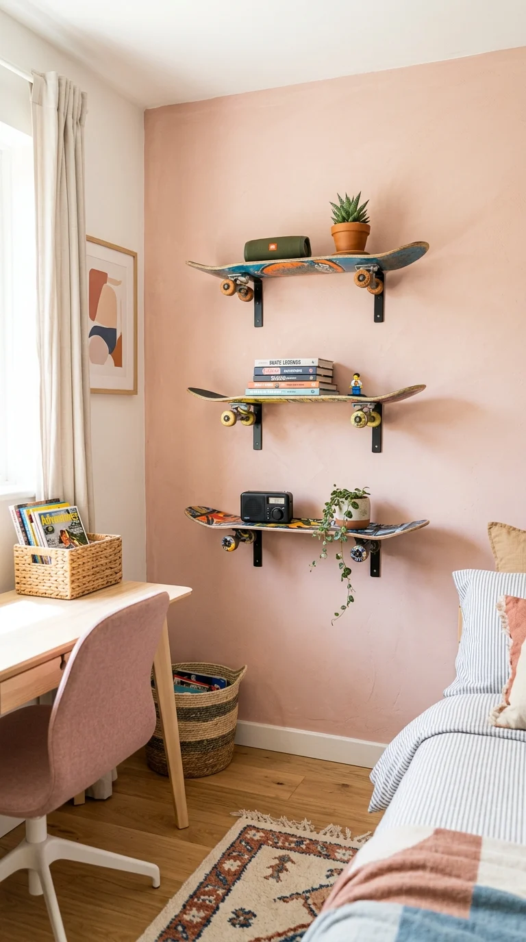 DIY Skateboard Wall Shelf