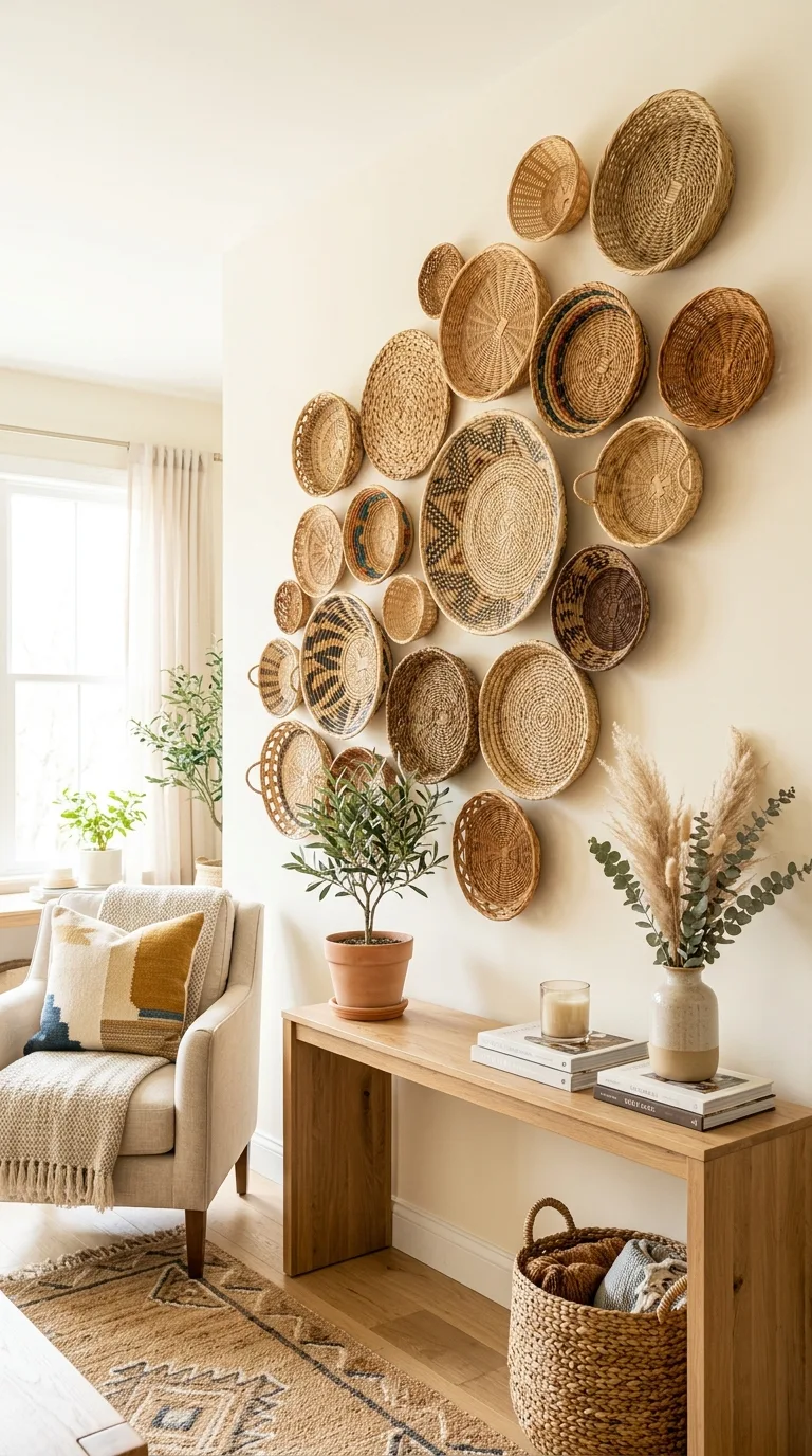 DIY Woven Basket Wall Display