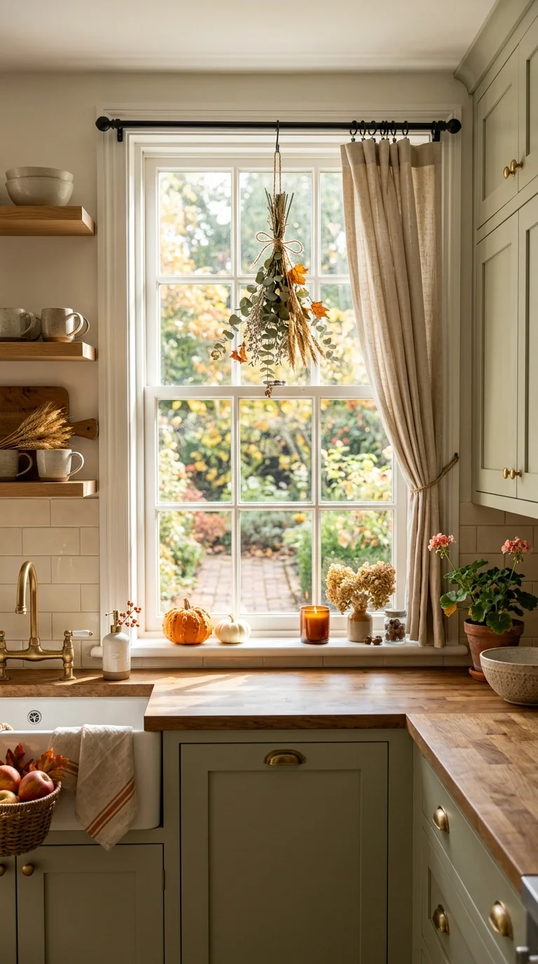 Decorate Kitchen Windows With Fall Details