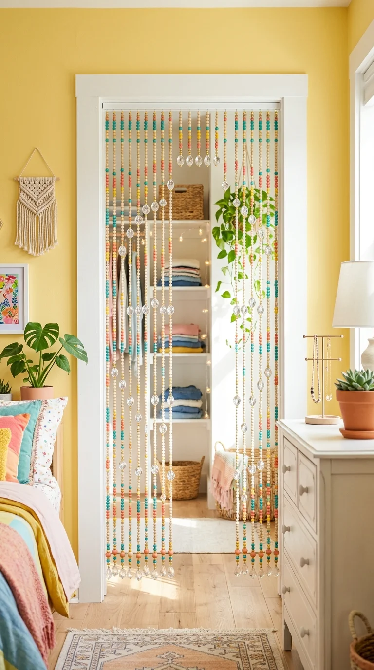 Decorative Hanging Bead Curtain for a Closet or Doorway