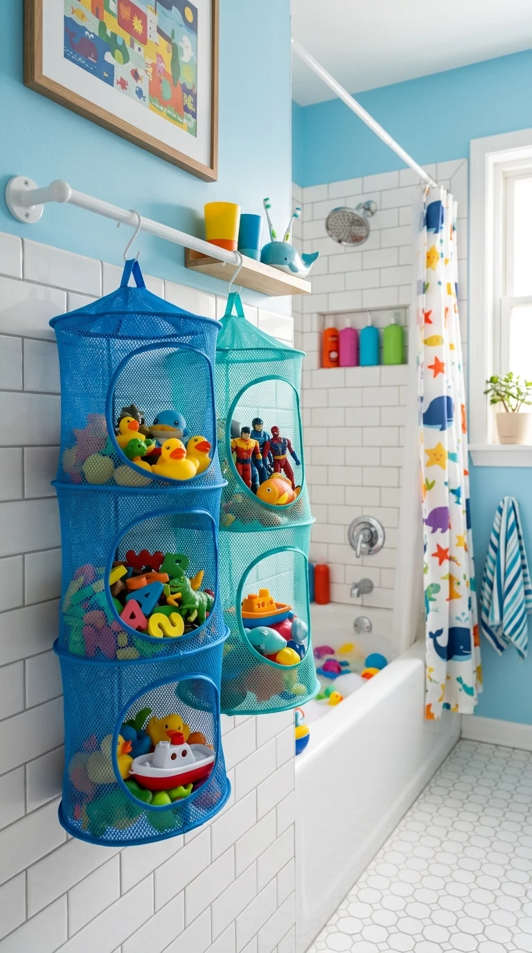 Display Toys in Hanging Mesh Organizers