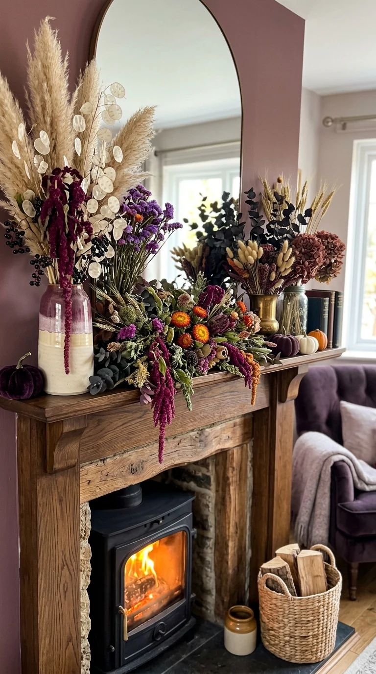 Dried Flower Mantel Decorations