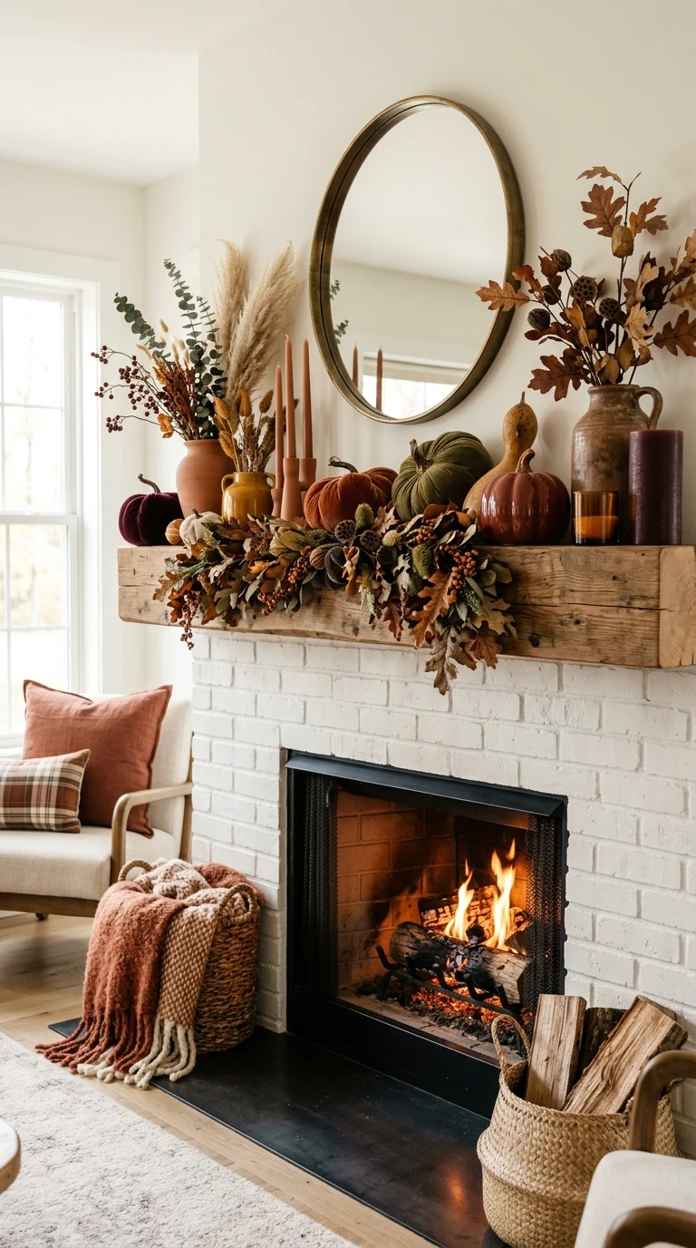 Earthy Tone Fall Mantel Ideas