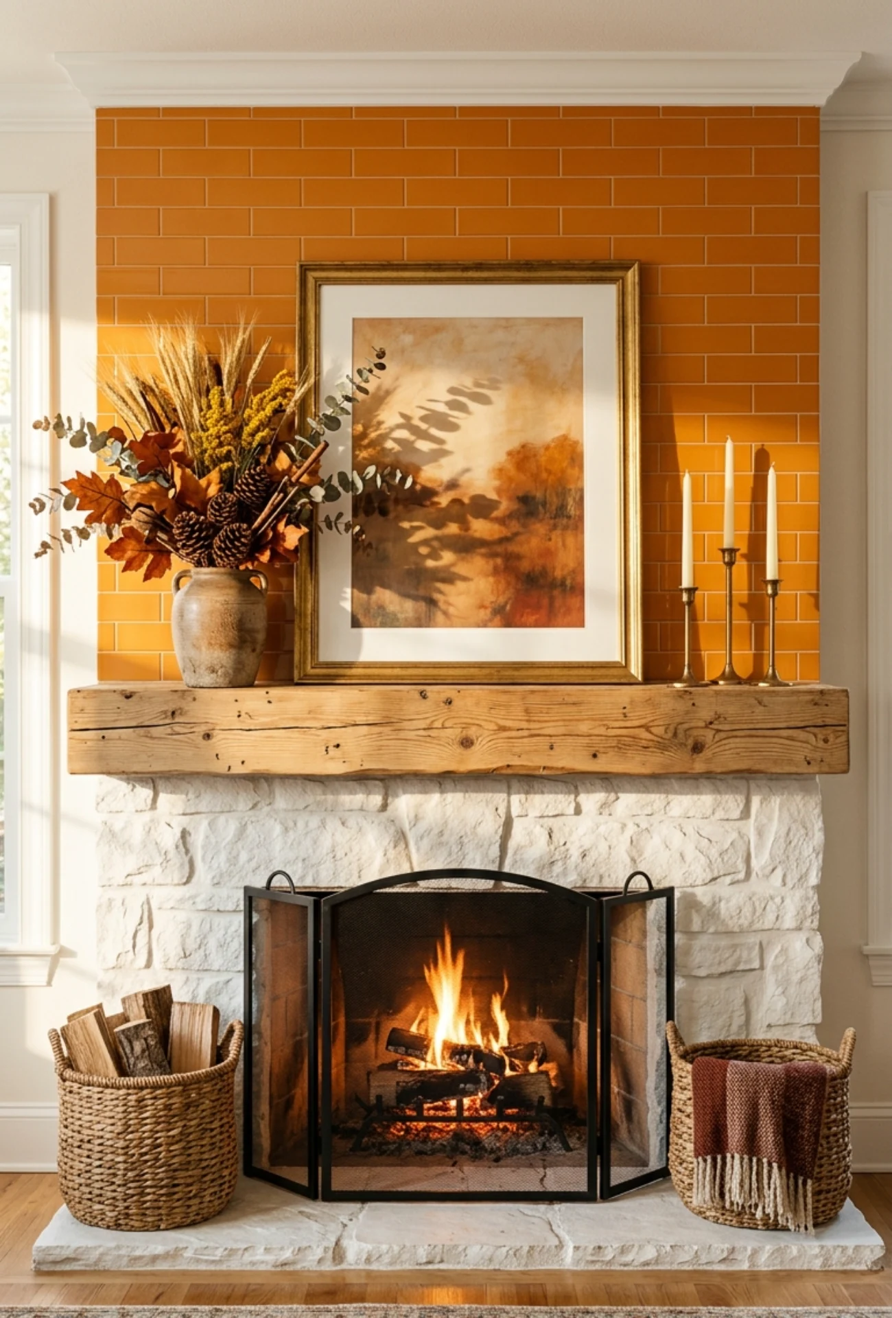 Elegant Fall Mantel Styling