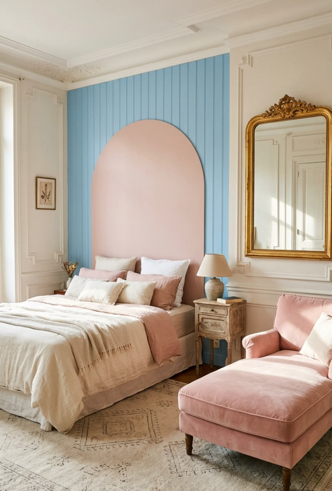 Faux Arch Wall Painted Behind the Bed
