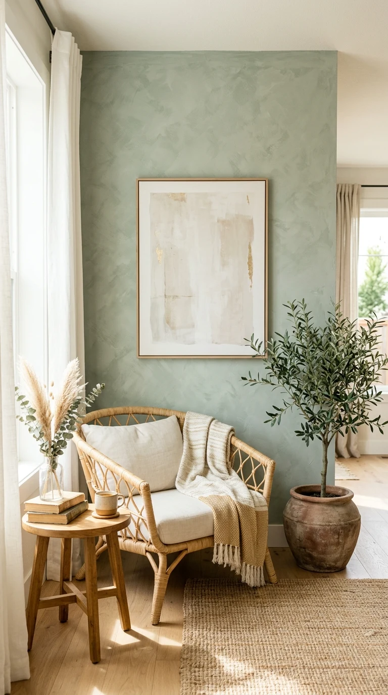 Faux Limewash Painted Accent Wall
